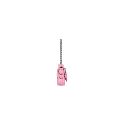 WOMEN'S LINDSAY SMALL SHOULDER BAG WITH STRAP CROCODILE EMBOSSED IN LIGHT PINK