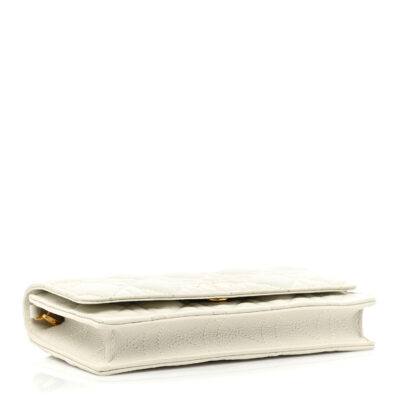 CHRISTIAN DIOR Supple Calfskin Caro Pouch with Chain Latte