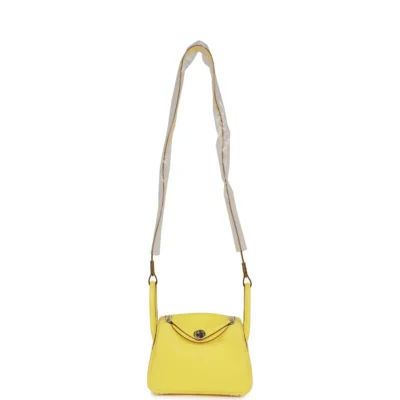 Hermès Mini Lindy Jaune Citron Ostrich Palladium Hardware