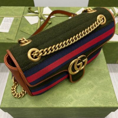 Gucci GG Marmont Small Shoulder Bag 443497 Green
