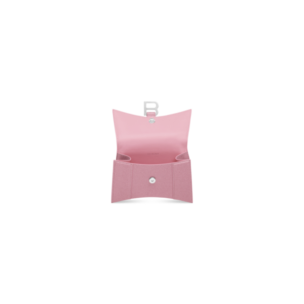 WOMEN'S HOURGLASS XS HANDBAG IN SPARKLING FABRIC IN PINK
