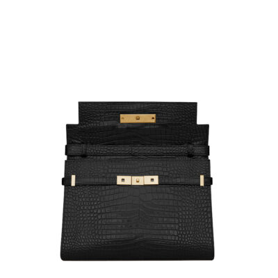 YSL Manhattan Shoulder Bag in Crocodile Embossed Shiny Leather