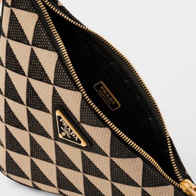 751b012926806df083d77554b8d044a1 Prada 刺绣 织物 Black/Beige 迷你包