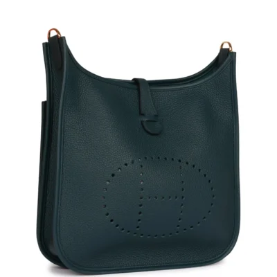 Hermès Evelyne PM Vert Cypress Clemence Gold Hardware