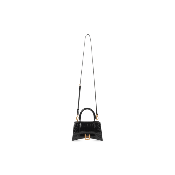 WOMEN'S HOURGLASS XS HANDBAG CROCODILE EMBOSSED IN BLACK