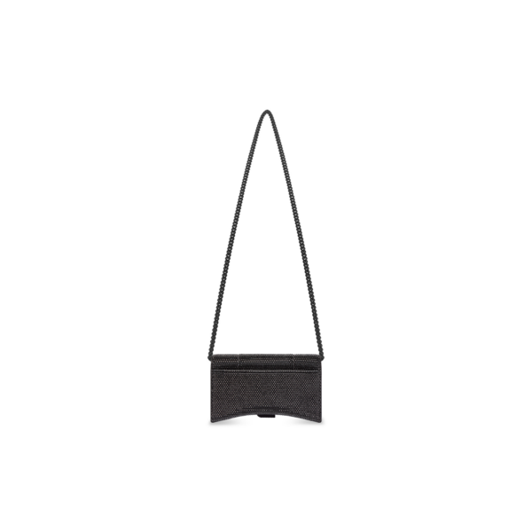 WOMEN'S HOURGLASS WALLET ON CHAIN WITH RHINESTONES IN BLACK