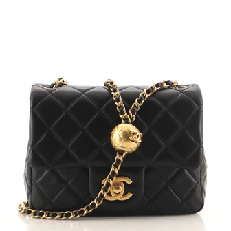 Chanel Pearl Crush Square Flap Bag Quilted Lambskin Mini