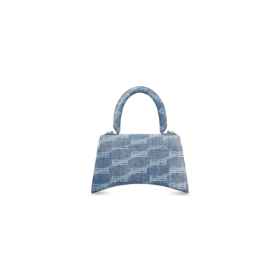 WOMEN'S HOURGLASS SMALL HANDBAG BB MONOGRAM BLEACHED DENIM IN BLUE