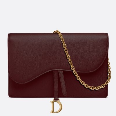 حقيبة كلاتش ديور Bordeaux Calskin Saddle بسلسلة