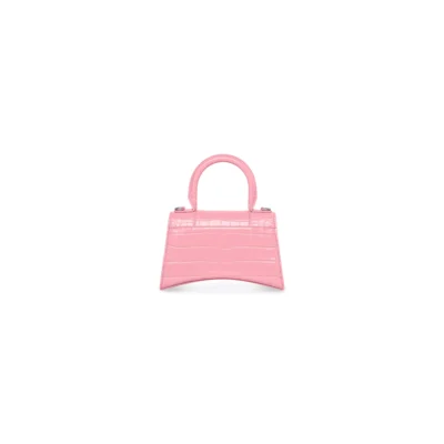 WOMEN'S HOURGLASS XS HANDBAG CROCODILE EMBOSSED IN PINK