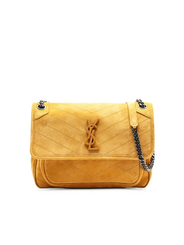 حقيبة متوسطة YSL Niki بسلسلة بلون Suede