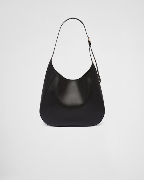 Prada 皮革 topstitching 黑色 大号肩背包