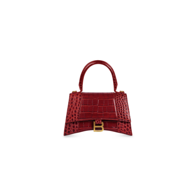 HOURGLASS geprägt DARK Small Damen Handtasche aus Krokodilleder in Rot