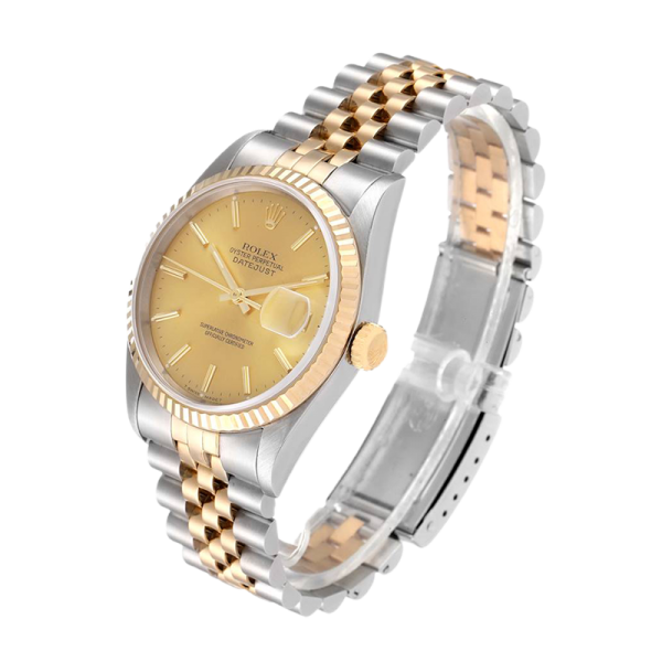 Rolex Datejust 16233CSJ 36MM Gold Dial Silver-tone Case