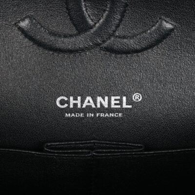 Chanel Medium Classic Double Flap Bag SO Black Crumpled Calfskin Black Hardware