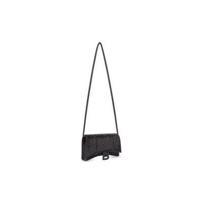 WOMEN'S HOURGLASS WALLET ON CHAIN WITH RHINESTONES IN BLACK