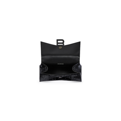 WOMEN'S HOURGLASS XS HANDBAG WITH RHINESTONES IN BLACK