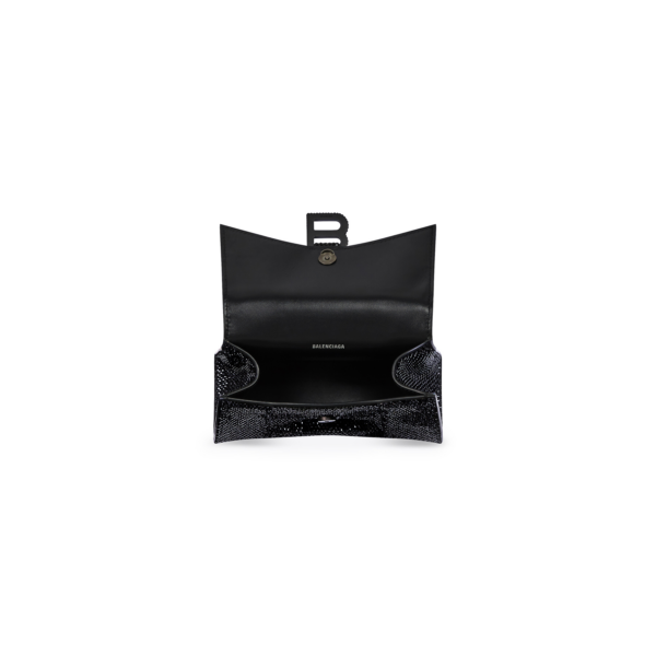 WOMEN'S HOURGLASS XS HANDBAG WITH RHINESTONES IN BLACK