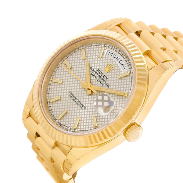 Rolex Day-Date 228238 40MM Silver Diagonal Dial Gold-tone Case