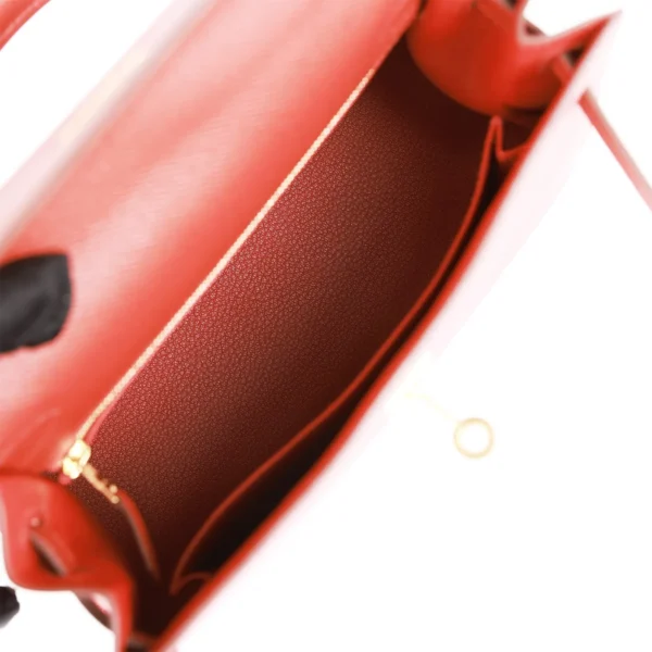 Hermès Kelly Sellier 25 Rouge Venetian Epsom Gold Hardware