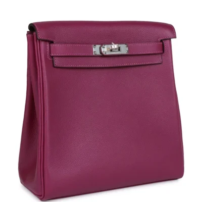 حقيبة ظهر هيرميس Kelly Ado Anemone Evercolor مع إكسسوارات معدنية من البلاديوم