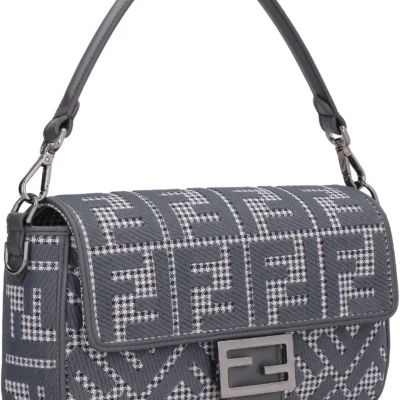 Fendi Baguette FF Embroidered Shoulder Bag