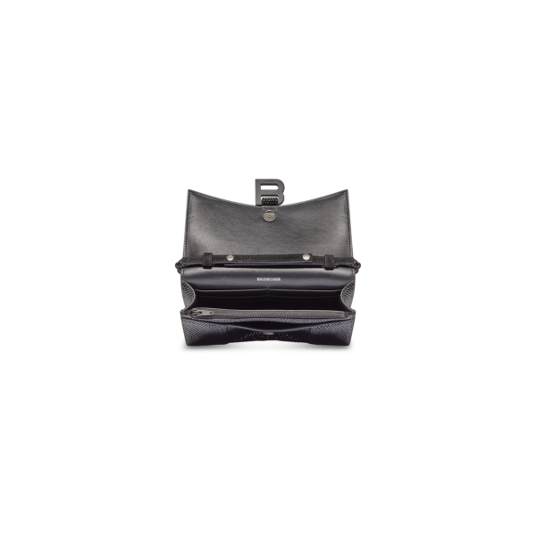 WOMEN'S HOURGLASS WALLET ON CHAIN WITH RHINESTONES IN BLACK
