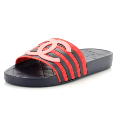 Chanel Women's CC Flat Slide Sandals Rubber