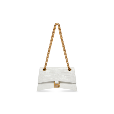WOMEN'S CRUSH SMALL CHAIN BAG CROCODILE EMBOSSED IN OPTIC WHITE