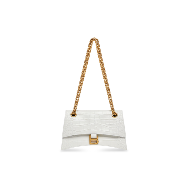 WOMEN'S CRUSH SMALL CHAIN BAG CROCODILE EMBOSSED IN OPTIC WHITE