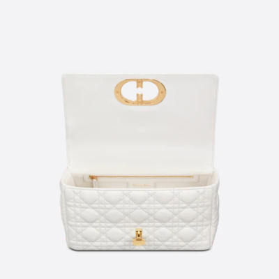 MEDIUM DIOR CARO BAG Ivory Supple Cannage Calfskin