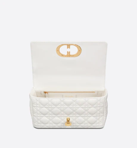 MEDIUM DIOR CARO BAG Ivory Supple Cannage Calfskin
