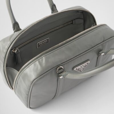 Prada Small antique nappa leather top handle bag - Slate Gray