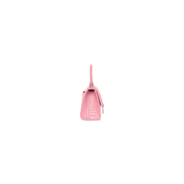 WOMEN'S HOURGLASS XS HANDBAG CROCODILE EMBOSSED IN PINK