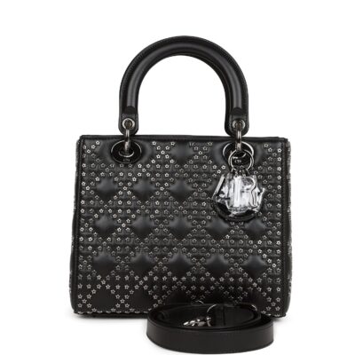 迪奥 Lucky Star 女士 黑色 羊皮 Ruthenium 五金 中号托特包