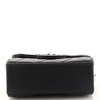 Chanel Square Classic Flap Top Handle Clutch with Chain Quilted Lambskin