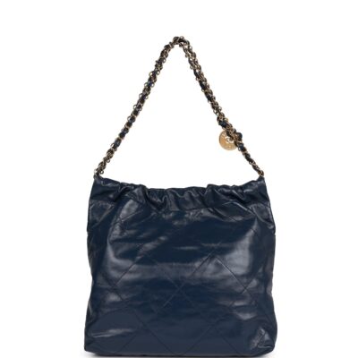 805014a2474394b11343d435dc56ad25 Chanel Large 22 Bag Navy Lambskin Antique Gold Hardware