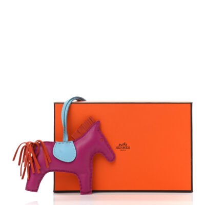 爱马仕 Milo Grigri Rodeo Horse Charm MM Rose Pourpre Cornaline Celeste 羊皮包