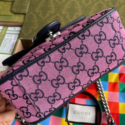 Gucci GG Marmont Multicolor Mini Top Handle Bag 583571 Pink