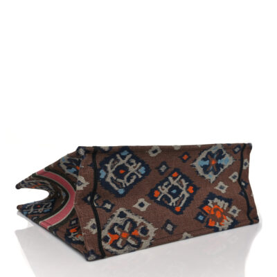 CHRISTIAN DIOR Canvas Embroidered Large Broderie Dior Flowers Book Tote Multicolor