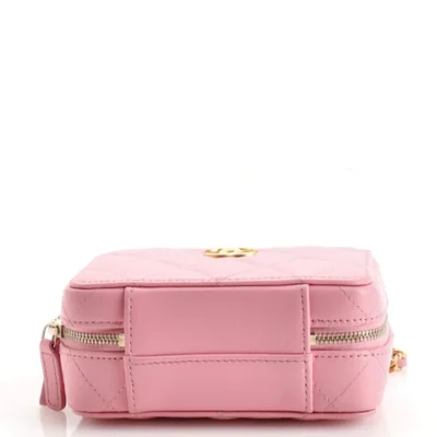Chanel CC Chain Handle Zip Around Vanity Case with Chain Quilted Lambskin Mini