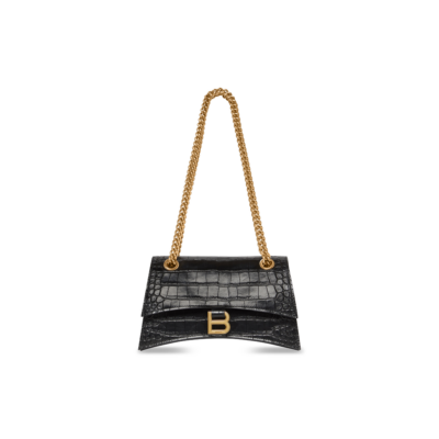 WOMEN'S CRUSH SMALL CHAIN BAG CROCODILE EMBOSSED IN BLACK