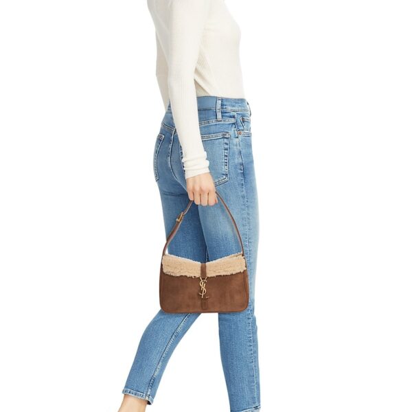 YSL Le 5 a 7 Hobo Bag in Suede and Shearling