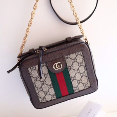 حقيبة كتف غوتشي Ophidia GG 602576 صغيرة باللون البني الداكن
