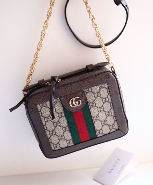 حقيبة كتف غوتشي Ophidia GG 602576 صغيرة باللون البني الداكن