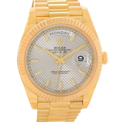 Rolex Day-Date 228238 40MM Silver Diagonal Dial Gold-tone Case