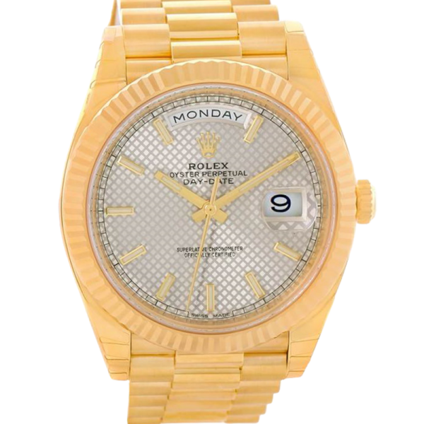 Rolex Day-Date 228238 40MM Silver Diagonal Dial Gold-tone Case