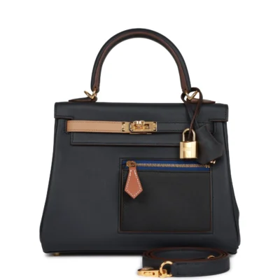 824091164c16588af8e3a6b91336262f Hermès Colormatic Kelly Retourne 25 Caban, Black and Chai Swift Gold Hardware