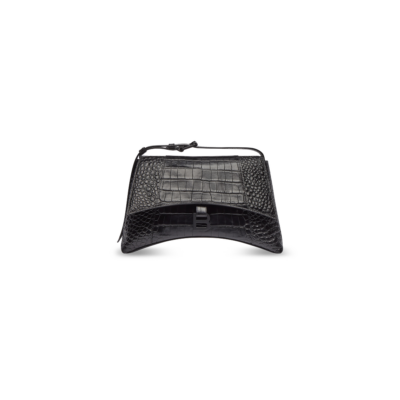 WOMEN'S DOWNTOWN MEDIUM SHOULDER BAG CROCODILE EMBOSSED IN BLACK