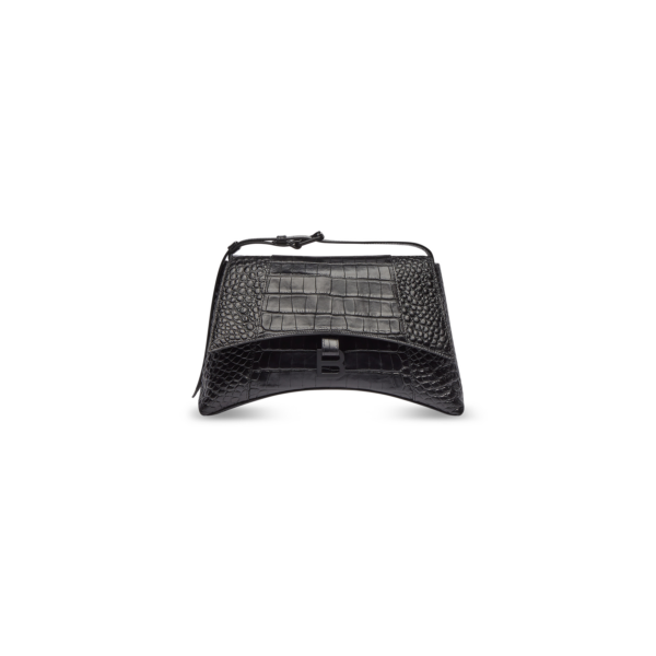 WOMEN'S DOWNTOWN MEDIUM SHOULDER BAG CROCODILE EMBOSSED IN BLACK